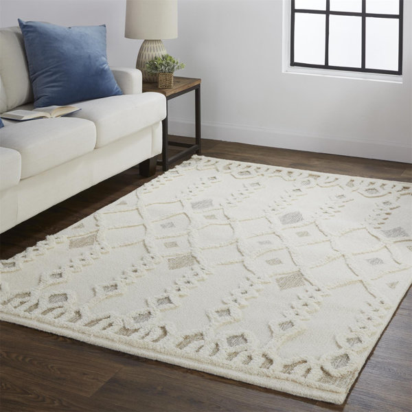 The Twillery Co. Eulalie Geometric Handmade Tufted Wool/Cotton Ivory